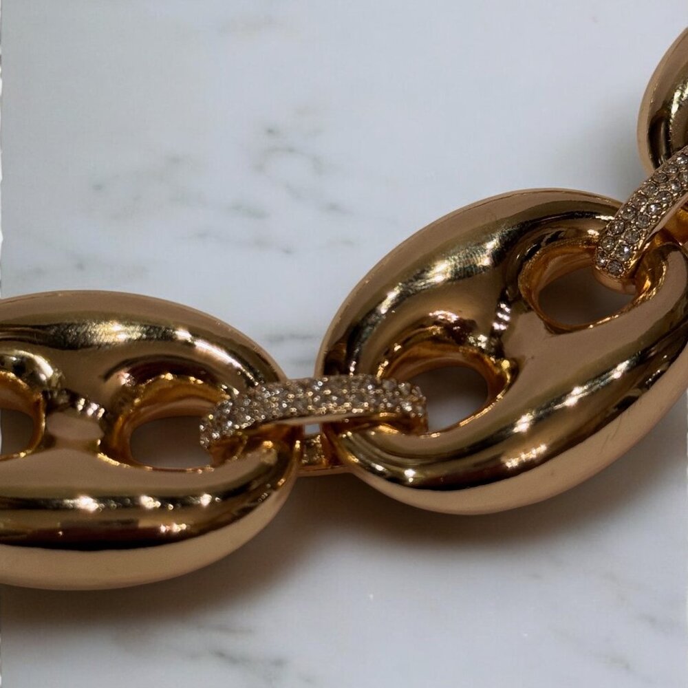Song Of Style Gold Chunky Link Statement Necklace 17” + 3” Extender NWT - Picture 2 of 3